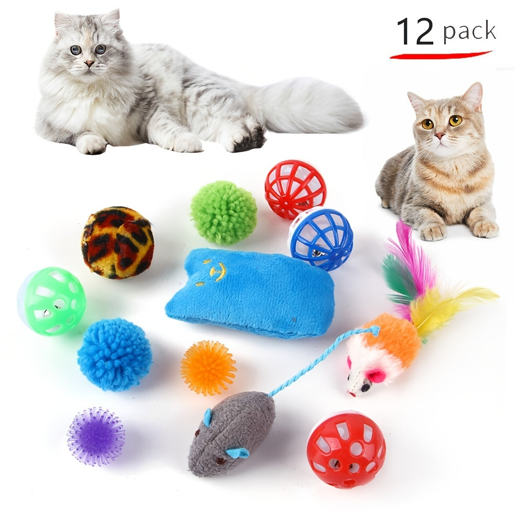 Kit de juguetes para gatos, conjunto para gatitos con túneles plegables de 3 vías y juguete de plumas de poliéster