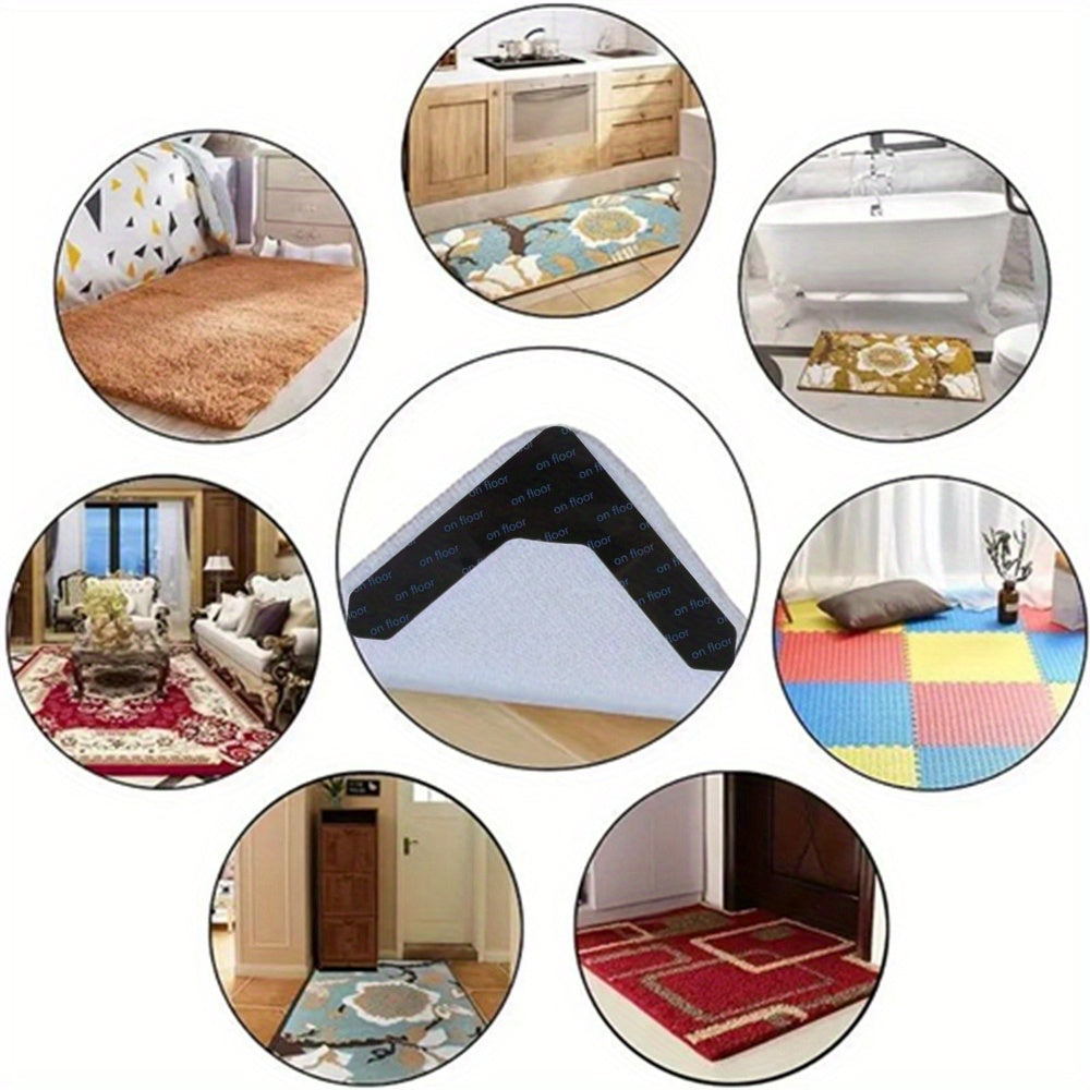 Carpet Corner Pads for Area Rugs 6/14/28 Pack Anti-Slip Reusable Washable L-Shaped Stickers