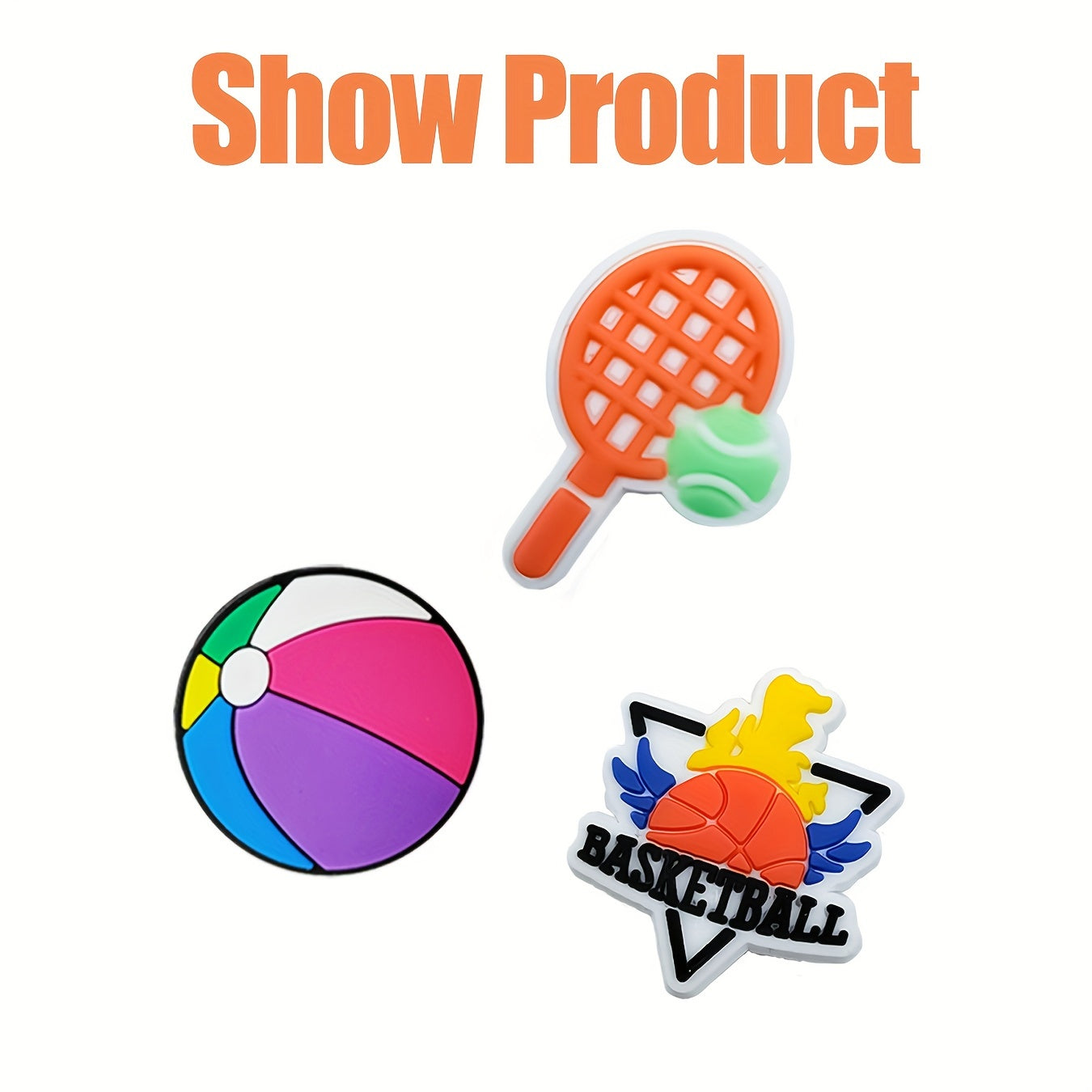 Unisex PVC Charms Pack of 50 Mixed Sports Ball Charms for Jewelry and Sandals