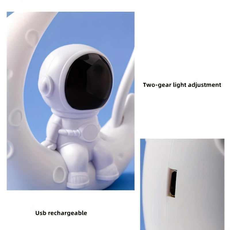 Осветите свою спальню с помощью светильника Astronaut Moon LED Nightlight - настольной лампы с питанием от USB. Эта лампа с регулируемой яркостью станет отличным дополнением к вашему интерьеру спальни и станет замечательным рождественским подарком.