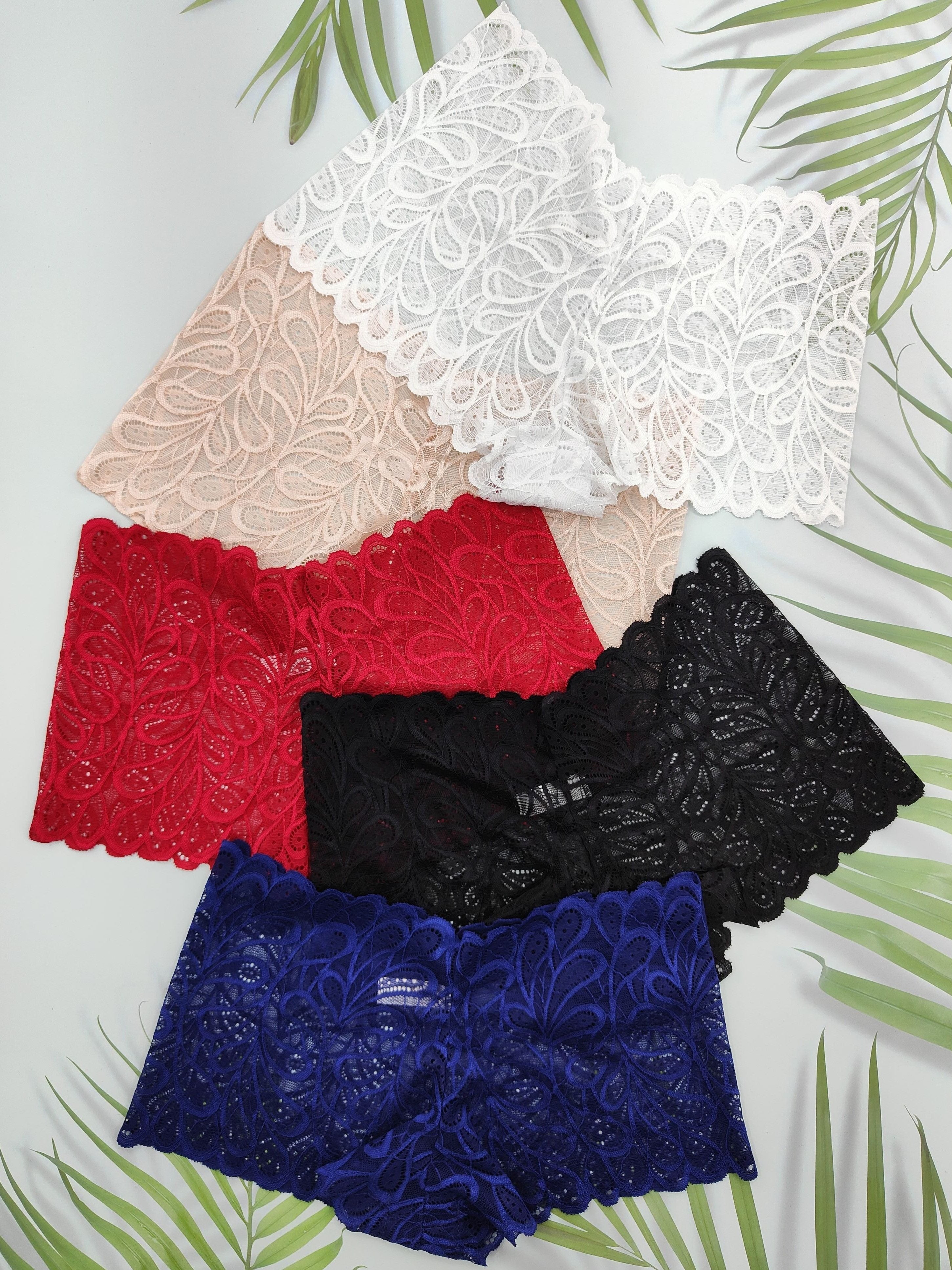 Women's Floral Lace Boyshort Panties 5-Pack Soft Comfortable Solid Color
