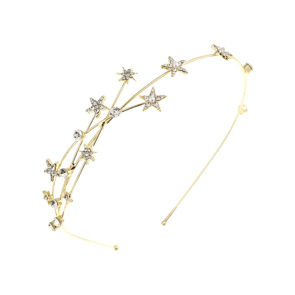 Ayollar uchun metall rhinestone yulduzli bosh bandi soch aksessuari, partiyalar va moda uchun