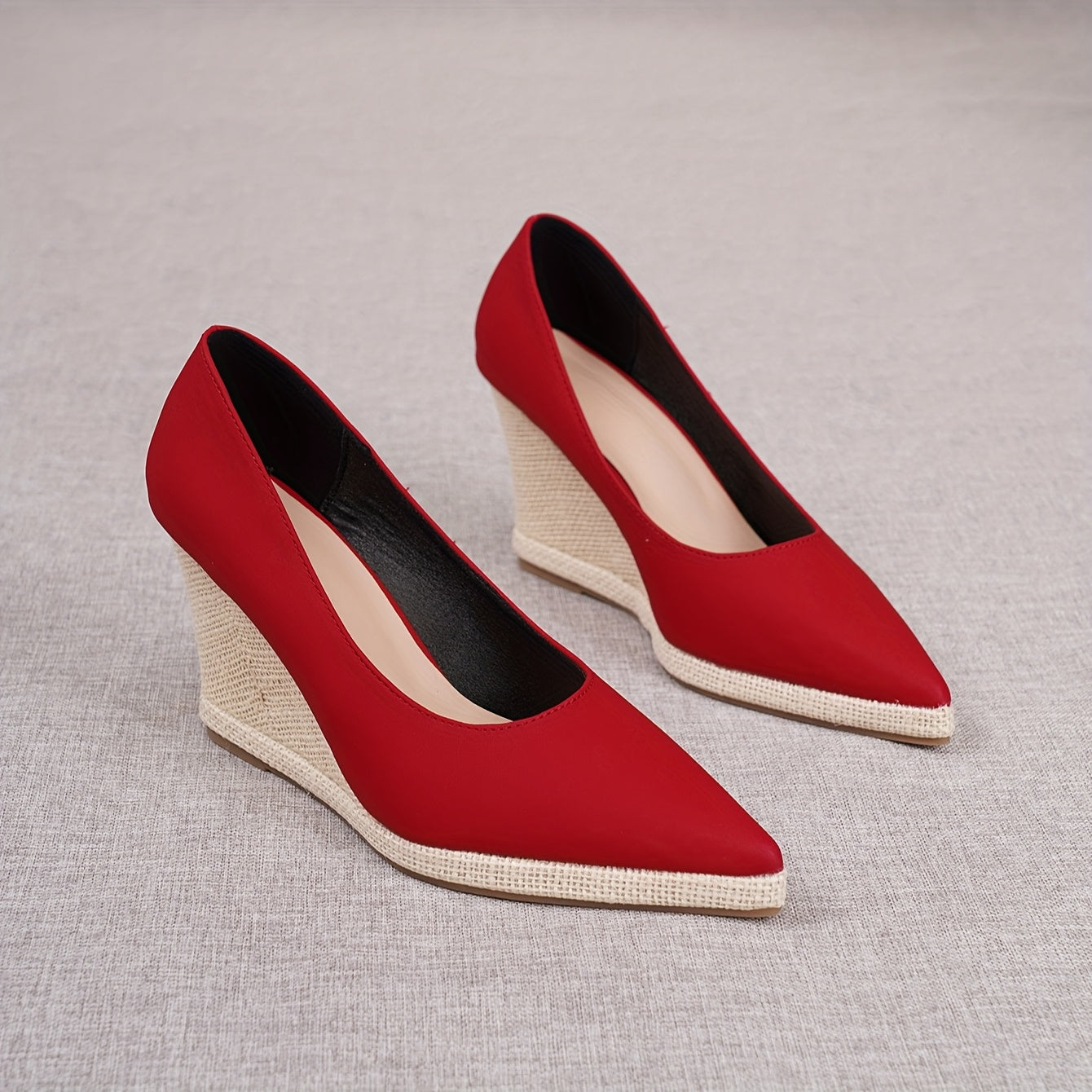 Women's Slip-On Shoes Woven Bottom Pointed Toe Wedges All Seasons