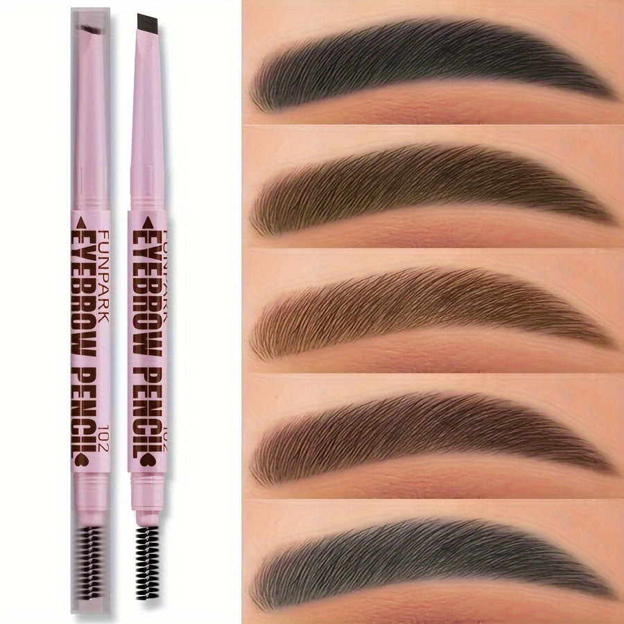 Double-Ended Waterproof Eyebrow Pencil with Powder and Dye in Dark Brown Light Brown Taupe Black