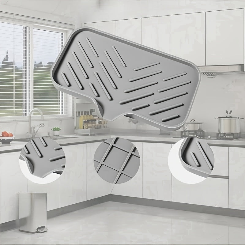 Flexible Silicone Sink Organizer with Non-Slip Drain Pad and Splash-Proof Cover