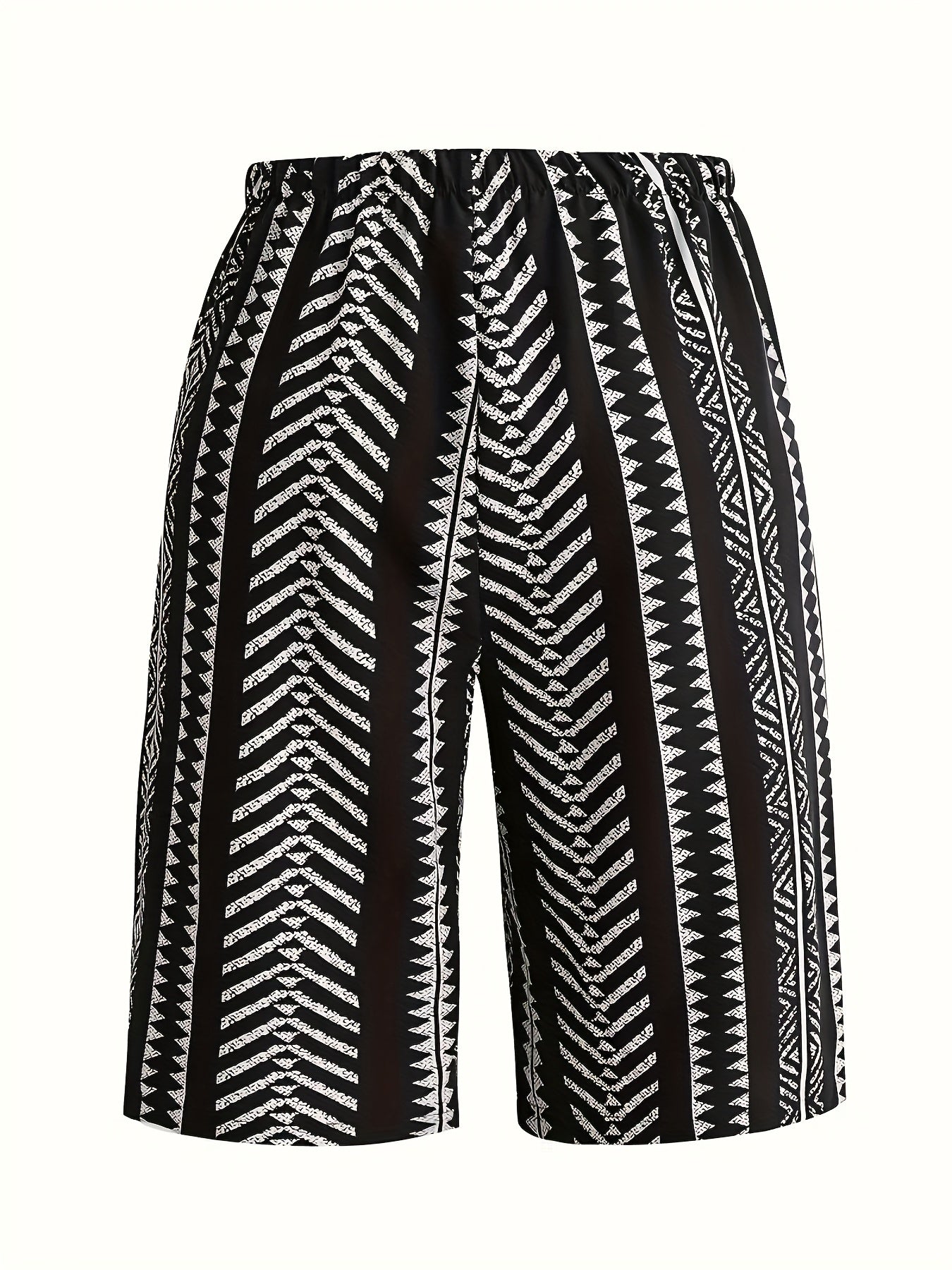 Women Bermuda Shorts Bohemian Tribal Print High-Waisted Loose Fit Summer Lightweight Polyester