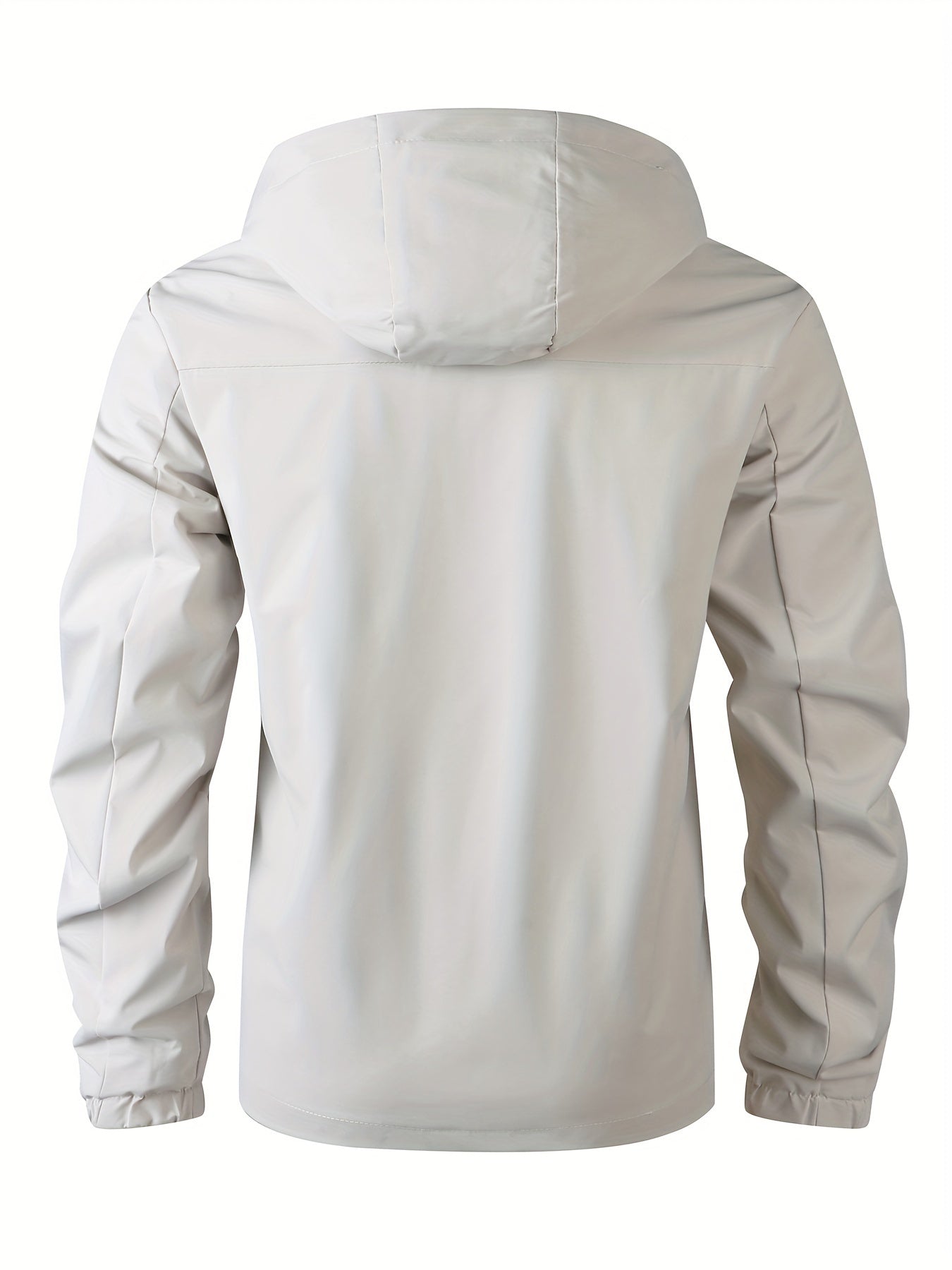 Men's Lightweight Polyester Windbreaker Hoodie with Zipper Pockets and Elastic Cuffs