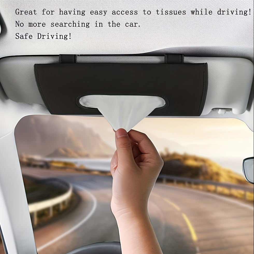 Держатель салфеток для козырька автомобиля из искусственной кожи, подвесной диспенсер для бумажных полотенец с карманом для маски