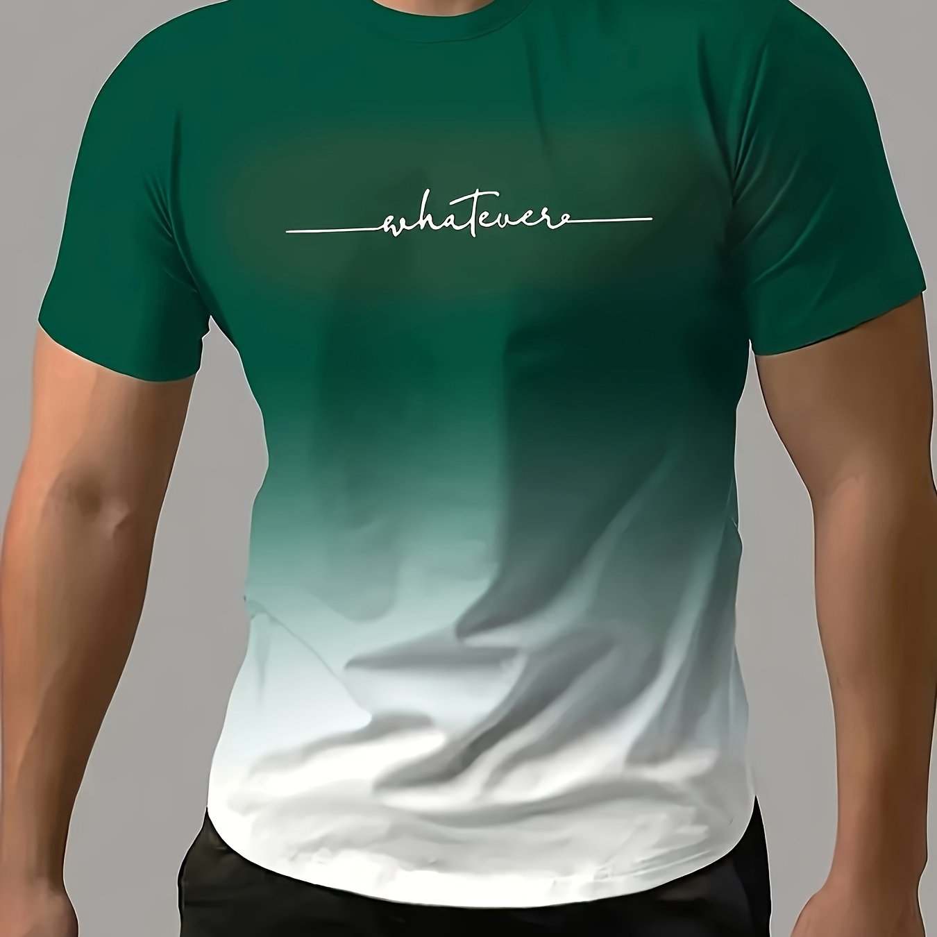 Men's Sports T-Shirt Gradient Color Casual Summer Round Neck Tee