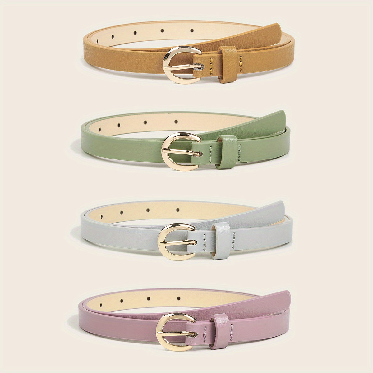 Women's PU Leather Belt with Needle Buckle for Casual Jeans in Solid Colors