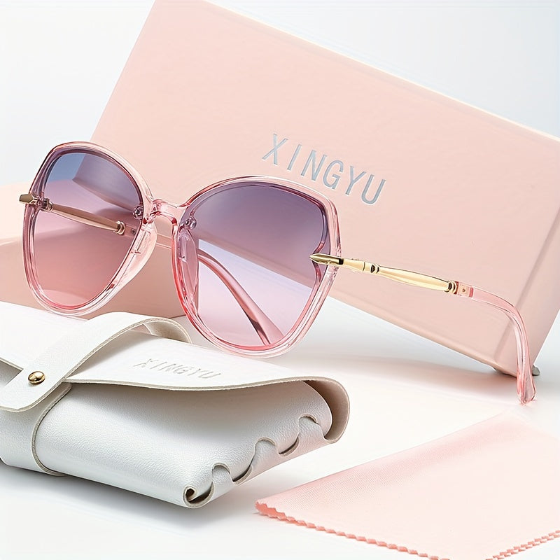 Oval Pilot Sunglasses for Women Gradient Lenses Semi-Rimless Driving Outdoor