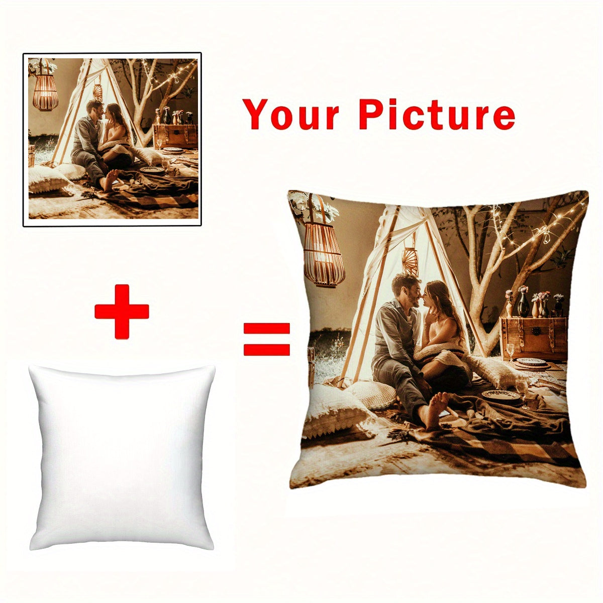 Personalized Pet Photo Throw Pillow Cover 45.72cm Square for Holidays and Weddings