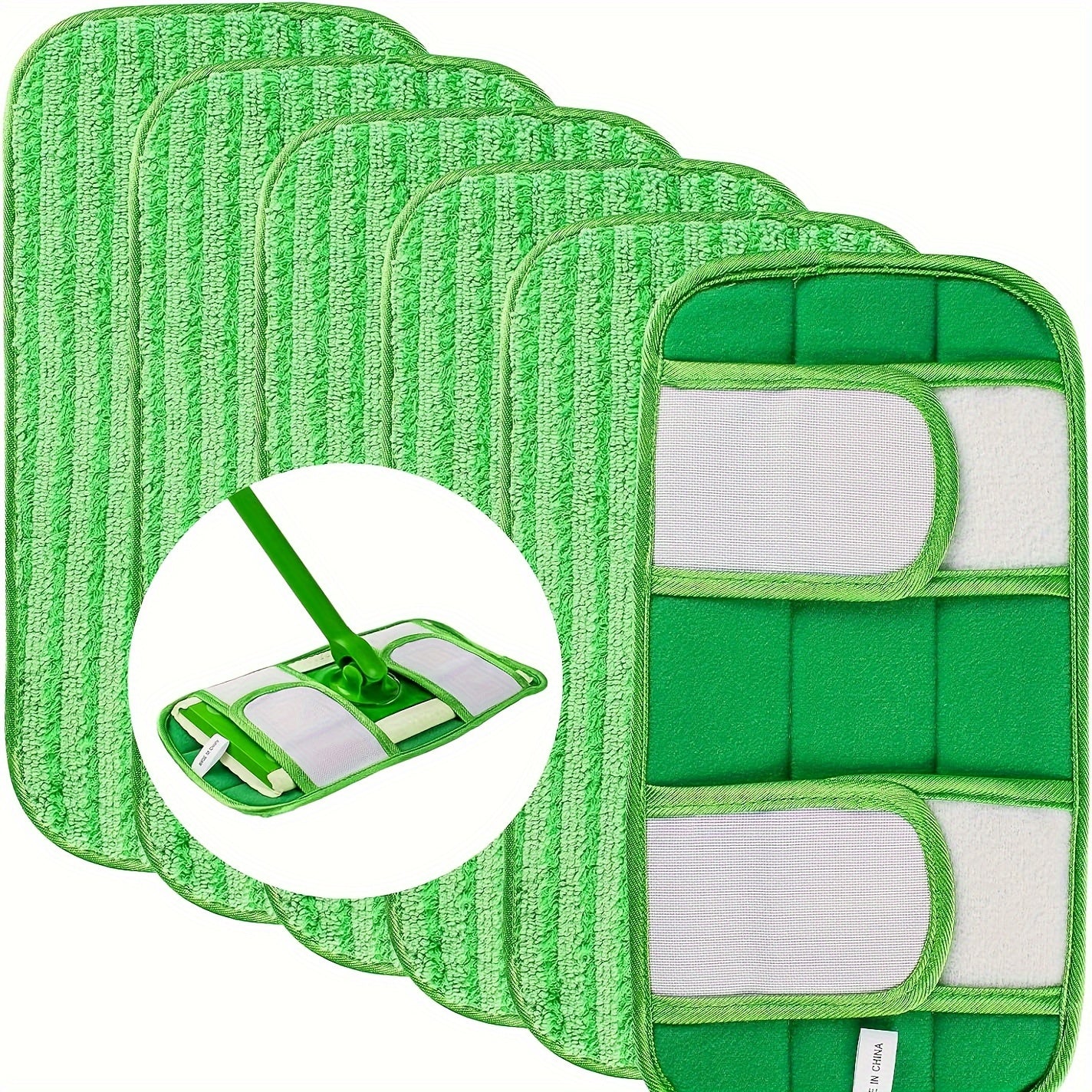 Set of 6 Reusable Microfiber Mop Pads for Wet or Dry Cleaning, 25.4-30.48 cm