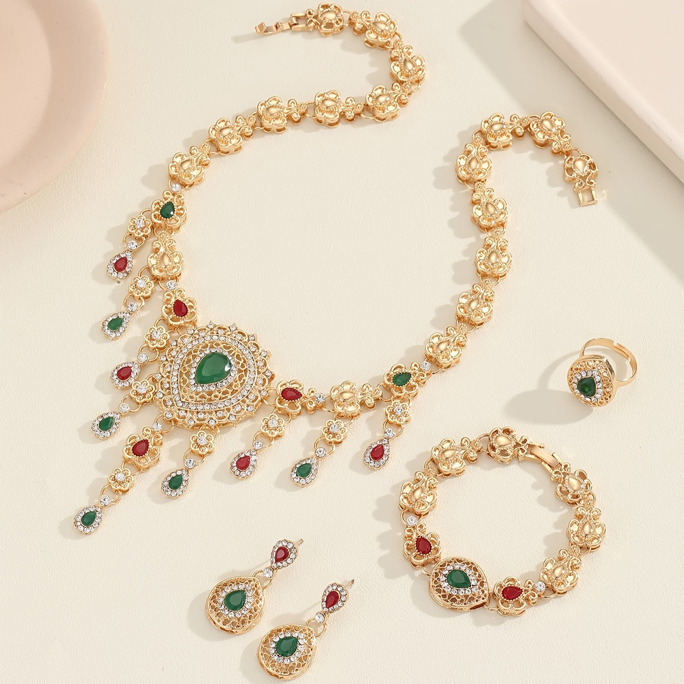 Винтажный набор украшений в стиле Ближнего Востока с подвесками-каплями из страз для женщин