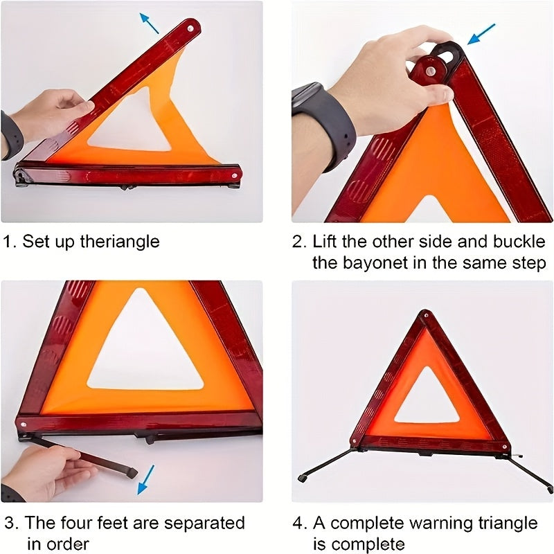 Red Foldable Car Triangle Warning Sign - Emergency Safety Device