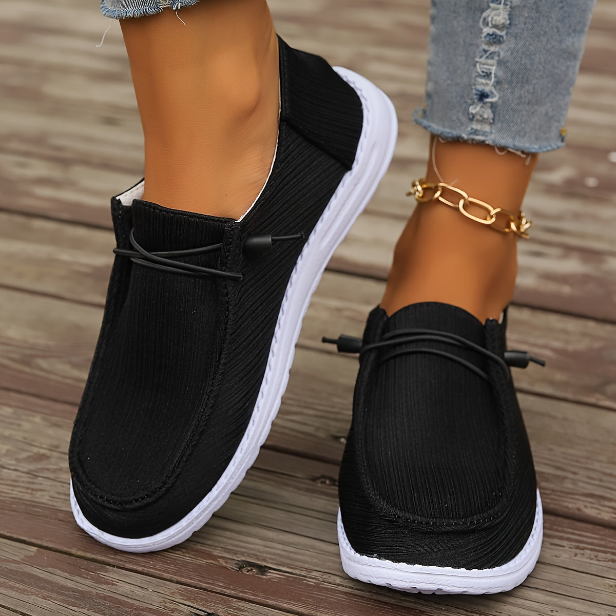 Women's Canvas Slip-On Flat Shoes Breathable Loafers Walking Shoes