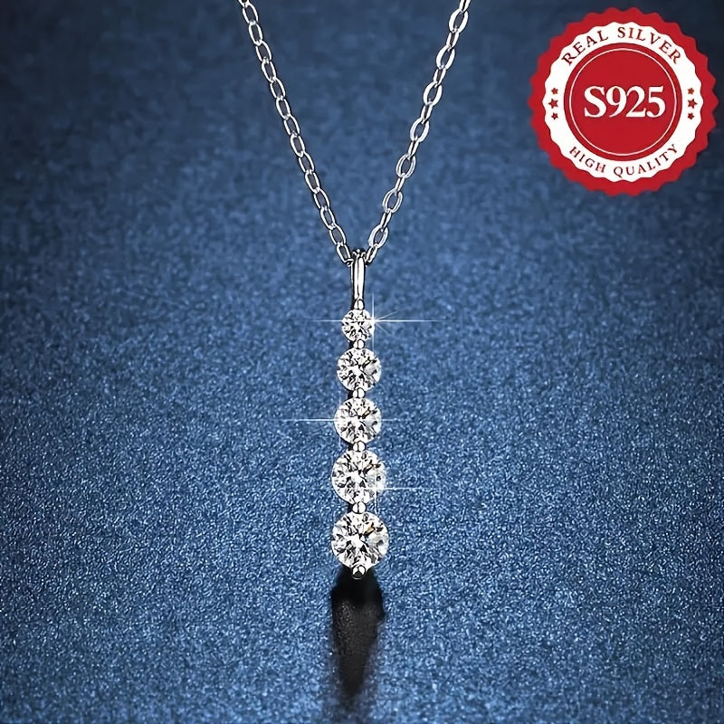 Sterling Silver Pendant Necklace for Women with Artificial Gemstones