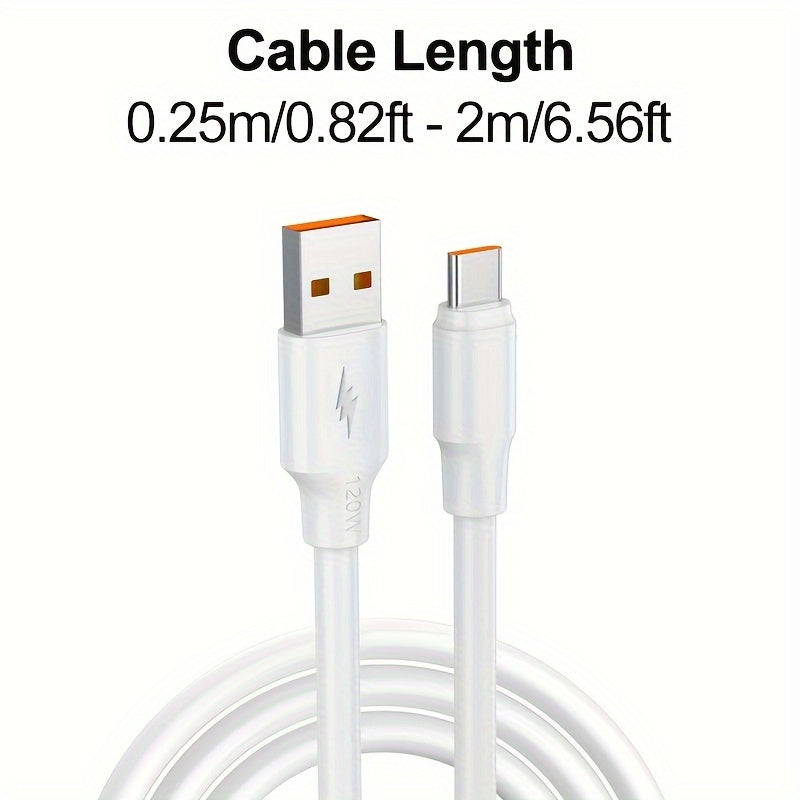 PVC USB-C Charging Cable 120W 6A Fast Data Sync Durable Round Glossy Finish