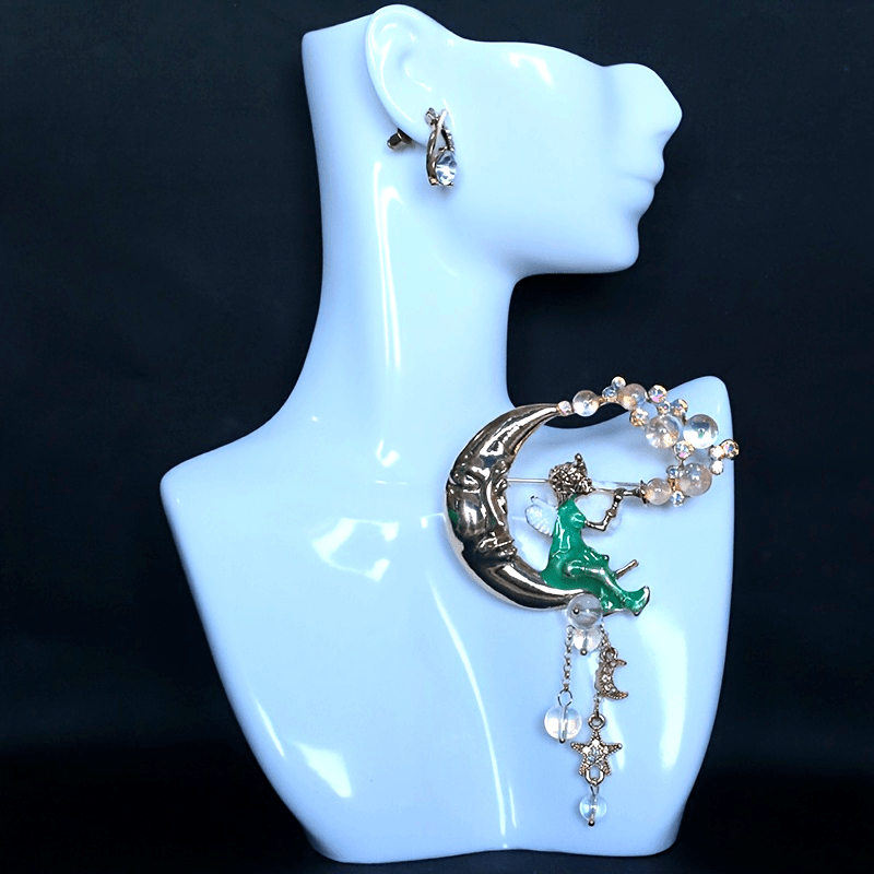 Vintage Elf Fairy Brooch with Dazzling Tassel Enamel Pin for Women