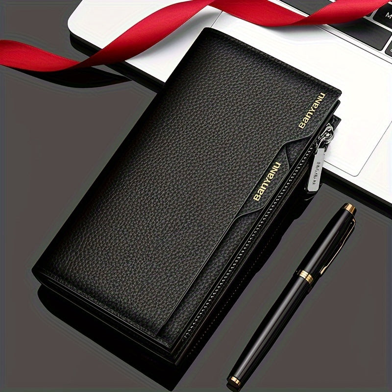 Men's Genuine Leather Wallet Large Capacity Multi-Card Cowhide Clutch Driver License Slot