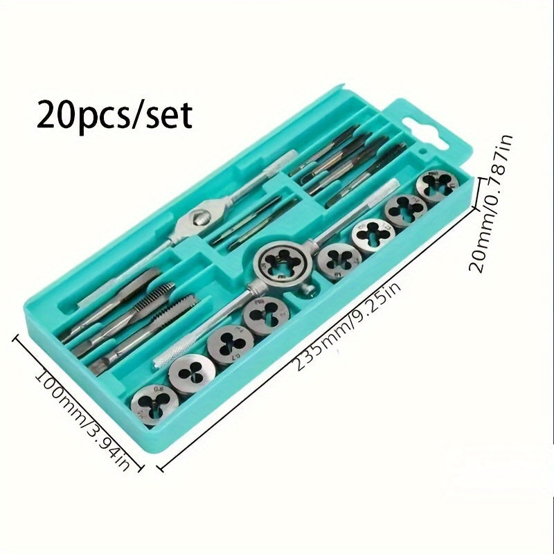 Metric Tap and Die Set for DIY M3-M12 Threading Alloy Metal Hand Tools with Bag