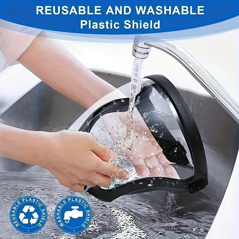 Oshxona va sanoat uchun yuqori ko'rinish, anti-tuman va mustahkam to'liq yuzli shild maskasi. Xavfsiz joylashish uchun tortish bilan yopish xususiyatiga ega.