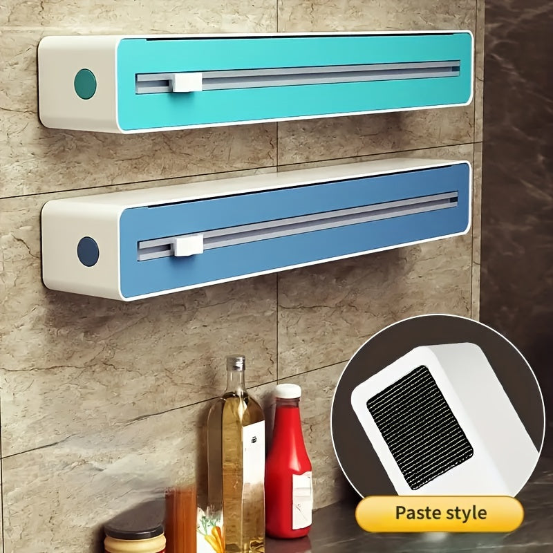 Kitchen Gadget Refillable Plastic Wrap Dispenser with Cutter and Food-Safe Tin Foil Cutting Tool