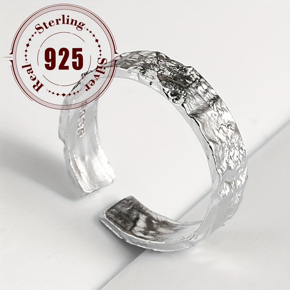 Sterling Silver Pleated Ring for Women Casual Formal Hip-Hop Style Lightweight