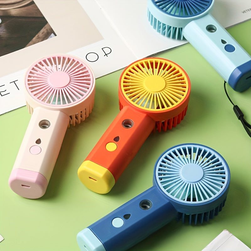Mini Handheld Fan with Mist Humidifier, Rechargeable, Portable for Travel Desk