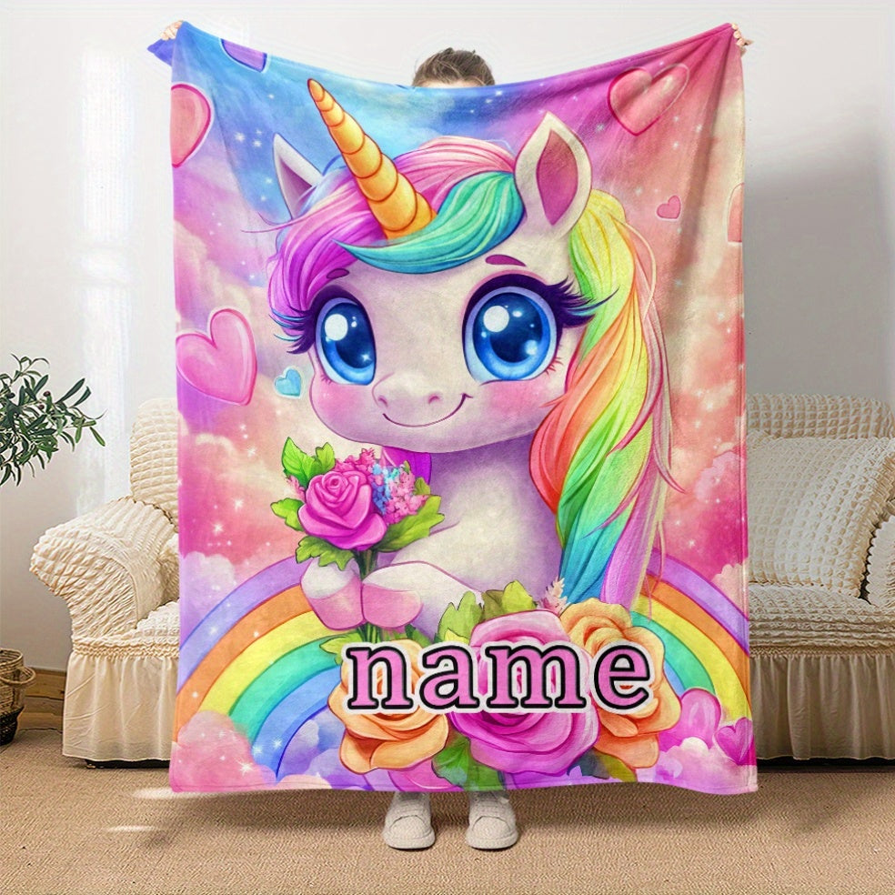 Personalized Mythical Creature Fleece Blanket Soft Cozy Gift for Sofa Bed Travel