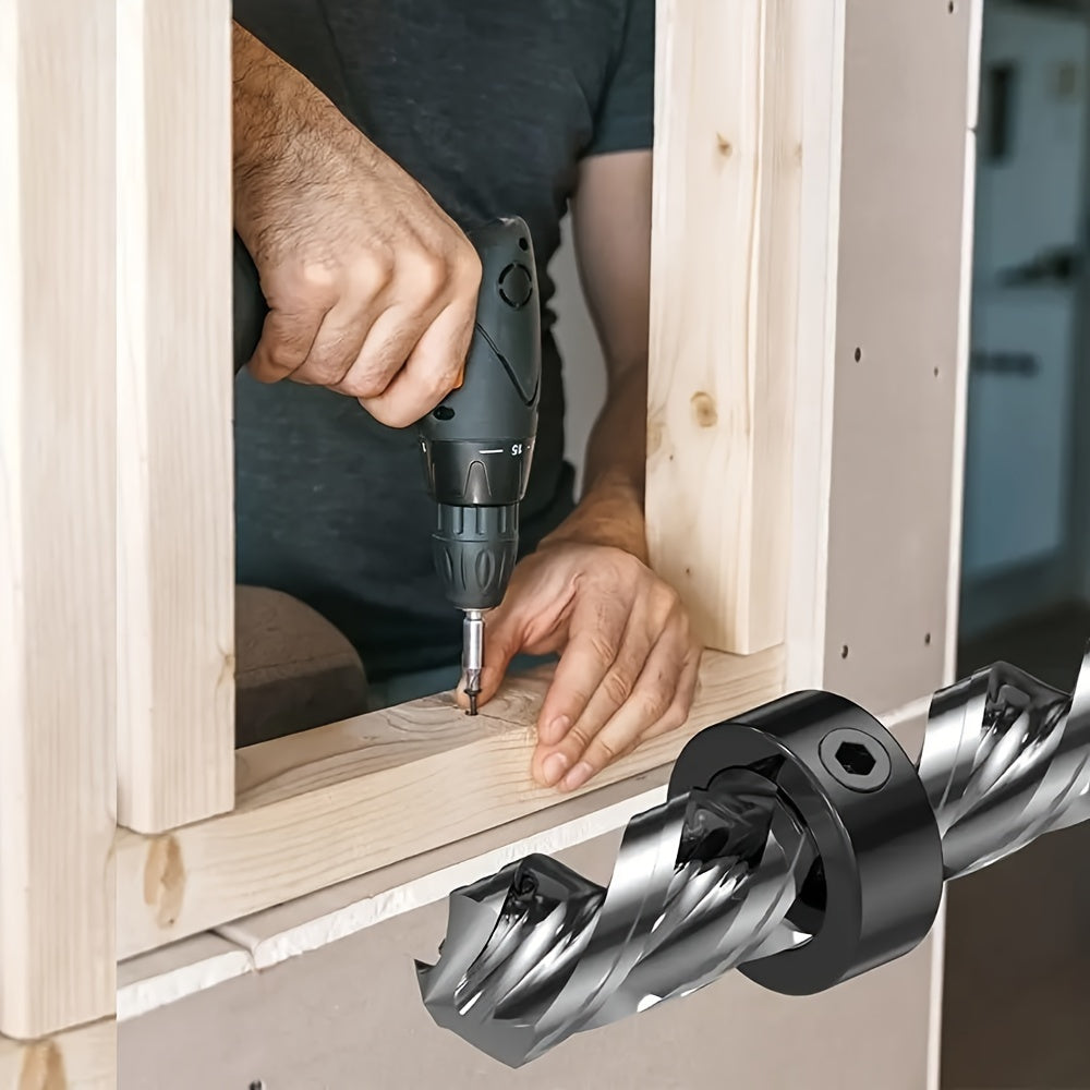 Adjustable Drill Depth Stop Bit Collar Set Woodworking Tool with Screws