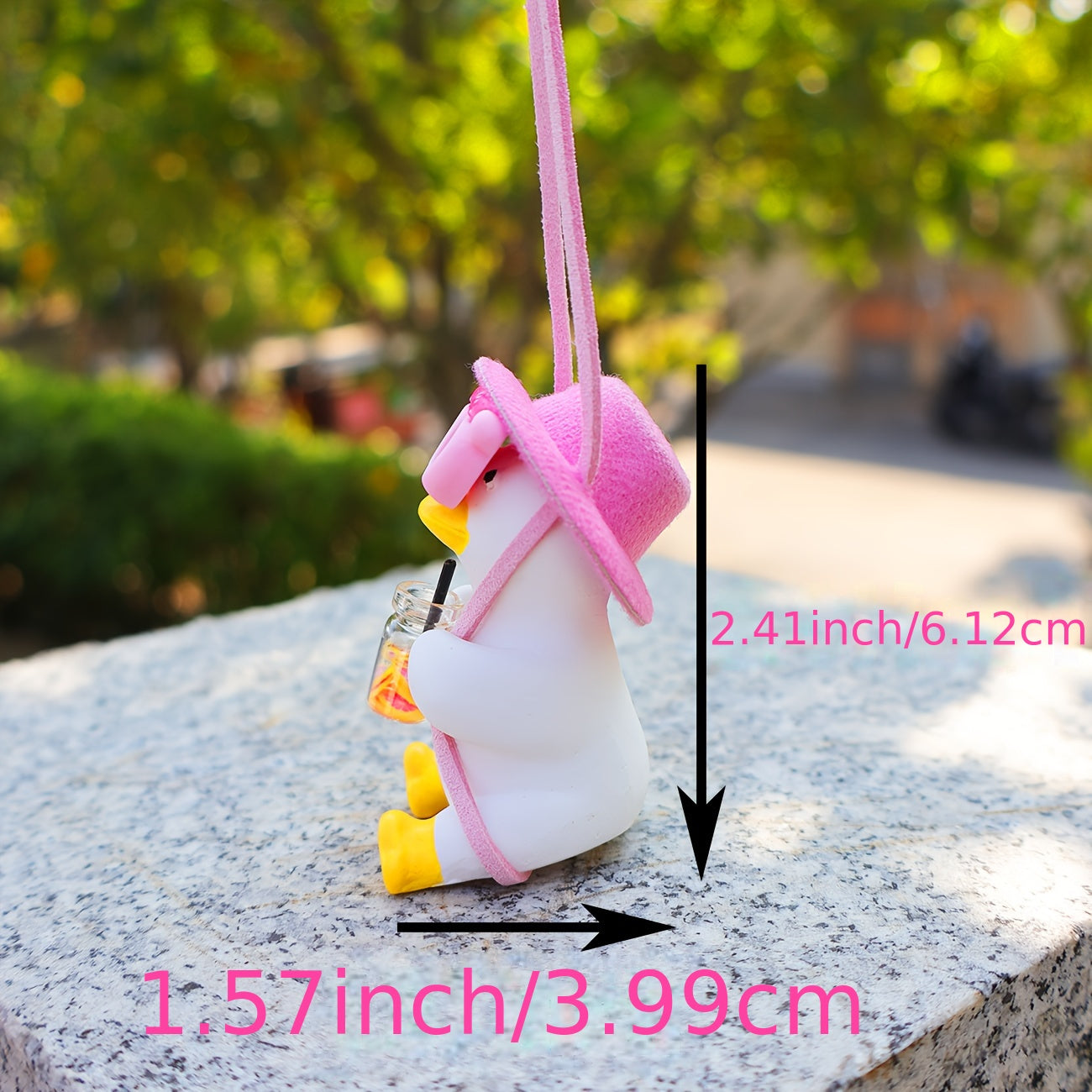 Women Girl Car Hanging Ornament Cute Duck Mirror Decor Rearview Mirror Accessory