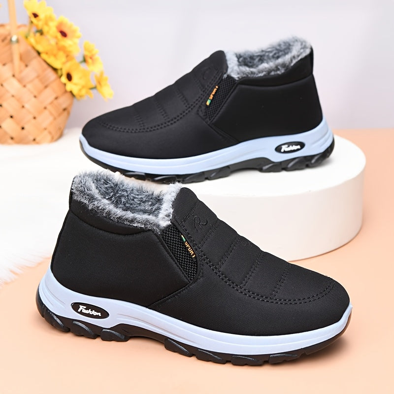 Women's Faux Fur Lined Ankle Boots Slip-On Winter Snow Casual Shoes