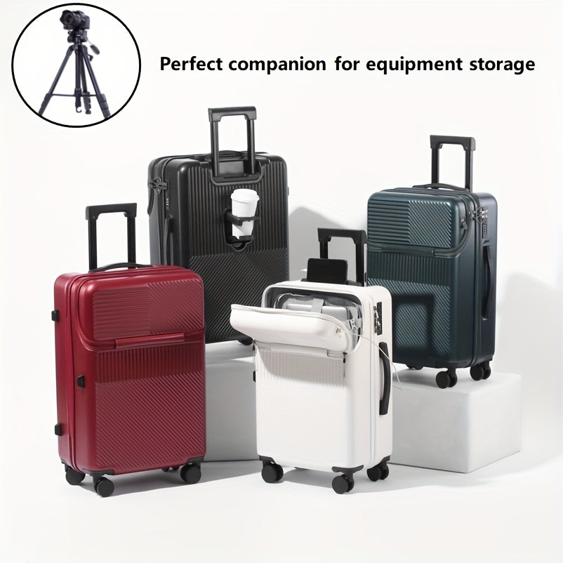 20-Inch Cabin Suitcase with USB Charging Port Multi-Compartments and Front Opening Black