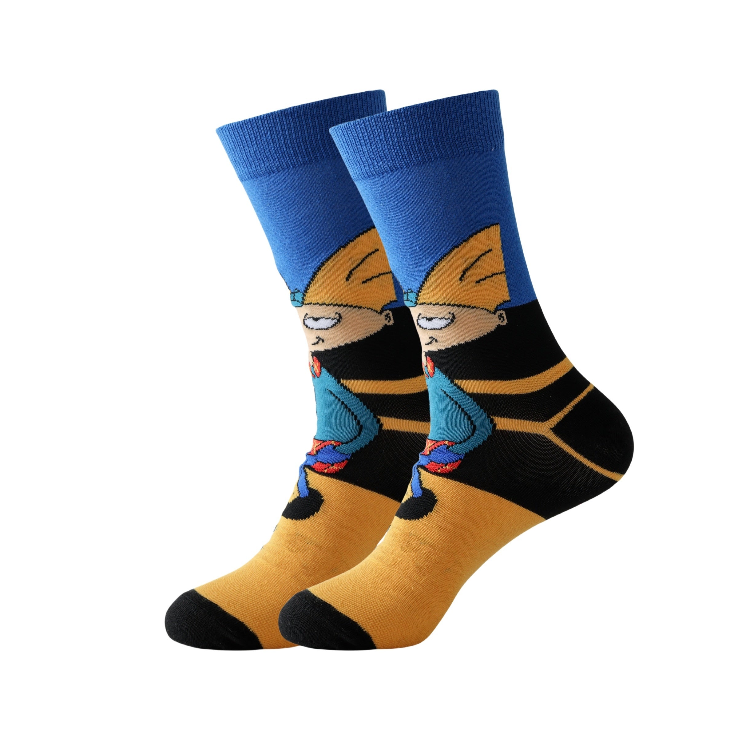 Men's Cartoon Crew Socks Breathable Soft Elastic Spring Summer Pack of 5