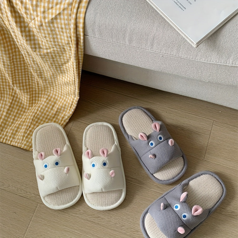 Uniseks linen shippirlari yumshoq taglikli ichki uy poyabzalari chiroyli hamster dizayni