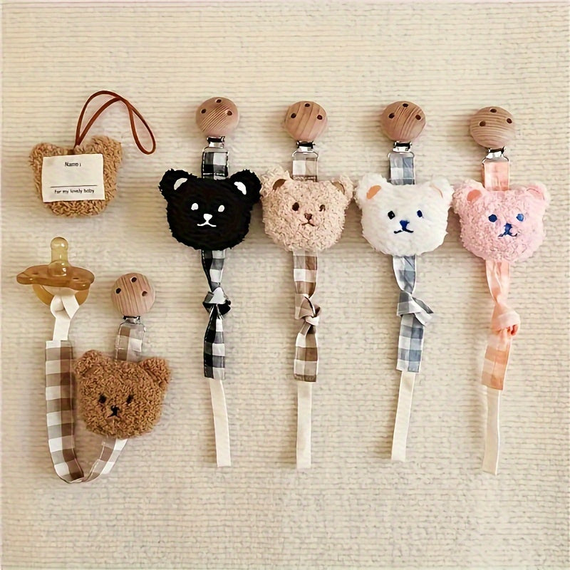 Baby Pacifier Clip for Newborns Cute Bear Design Universal Diameter Mixed Color