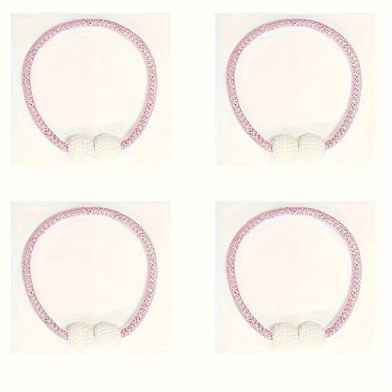 Set of Four Magnetic Curtain Tiebacks with Pearl Ball Decor for Living Room and Bedroom