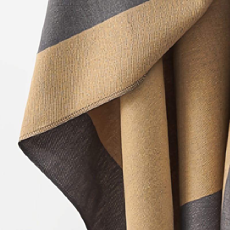Color Block Wrap Shoulder Cape for Travel and Air-Conditioned Rooms Comfortable Elegant