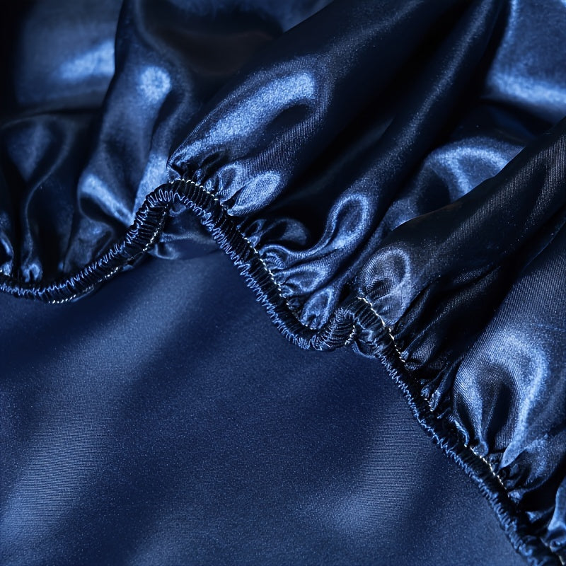 Satin Fitted Sheet Set 3 Pieces Includes Fitted Sheet and Pillowcases All Seasons