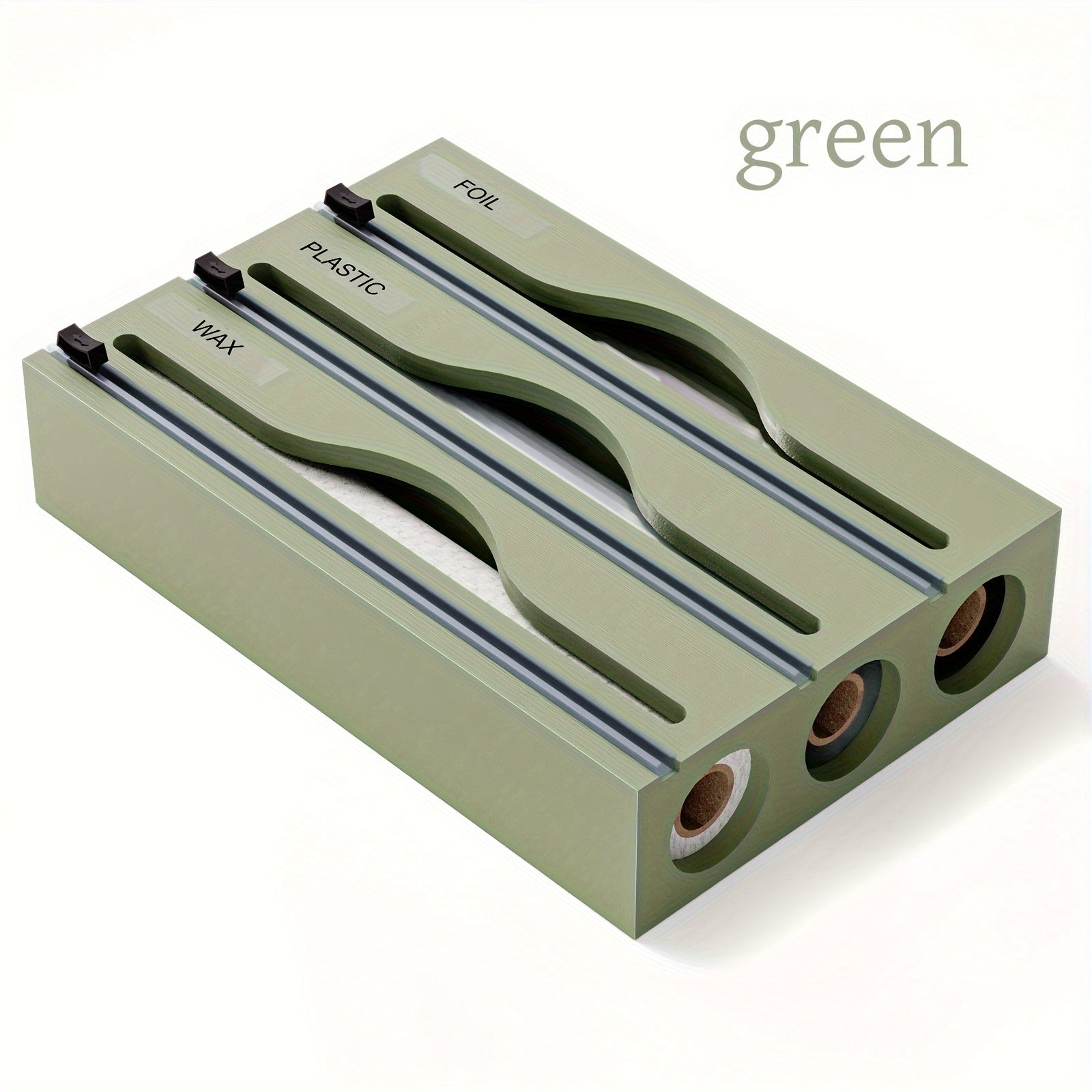 Bamboo Kitchen Organizer for Plastic Wrap Foil and Wax Paper Dispenser