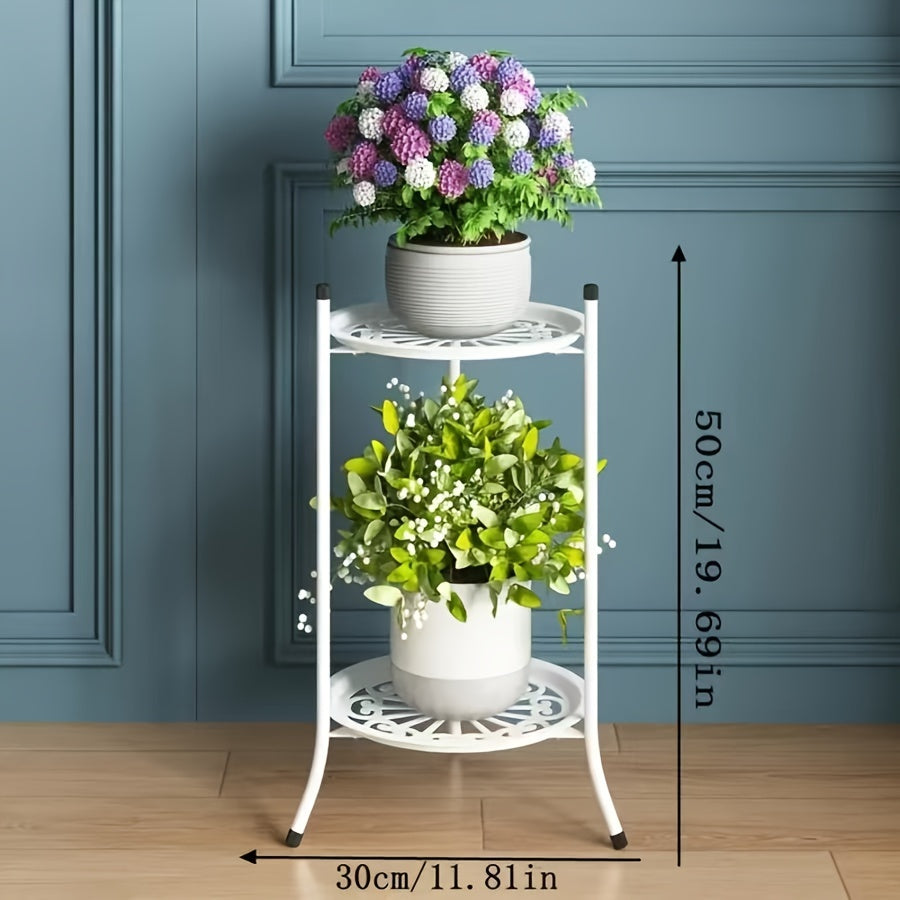 Geometric Metal Hanging Flower Pots Double-Layer Plant Rack Indoor Outdoor Display