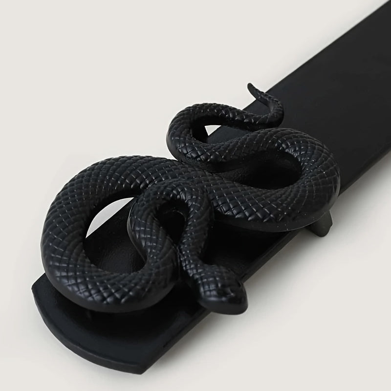 Ayollar uchun vintage uslubdagi PU charm belbog'i, ilon shaklidagi buckli bilan retro kiyimlar uchun