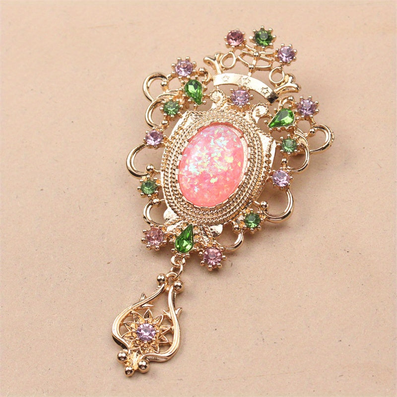Retro-Style Rhinestone Enamel Brooch for Men and Women Baroque Irregular Pin Statement Jewelry
