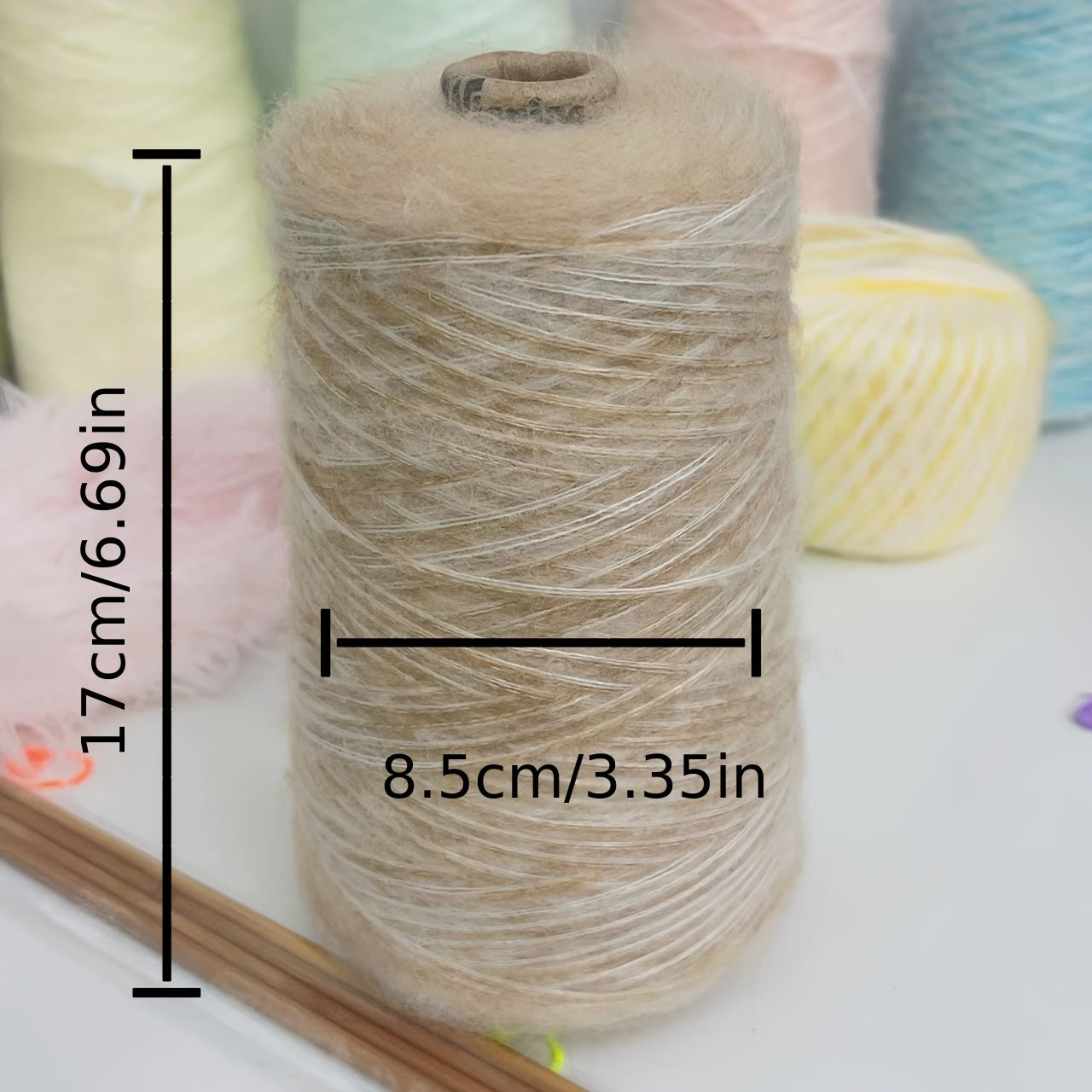 200g Mohair and Acrylic Yarn for Knitting Scarves Sweaters White 1mm Thick