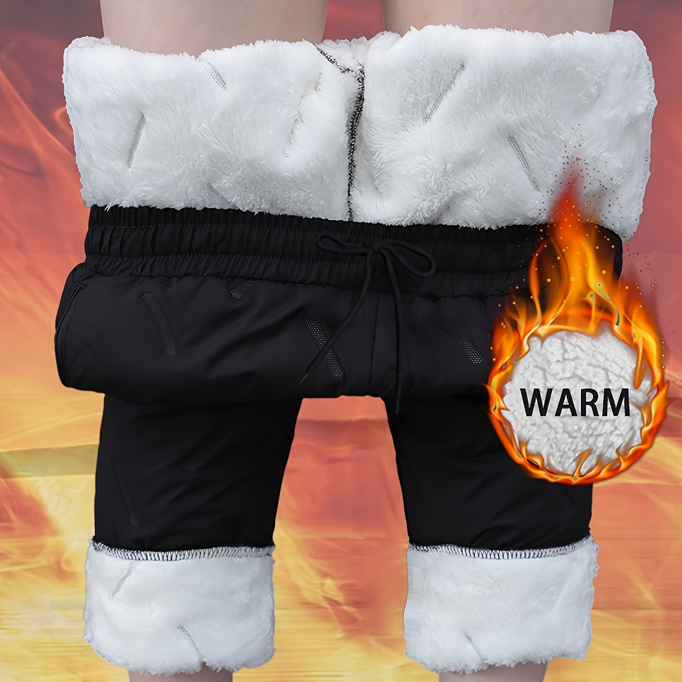 Women's Plus Size Winter Pants Thermal Flared Trousers Black Fluffy Warm