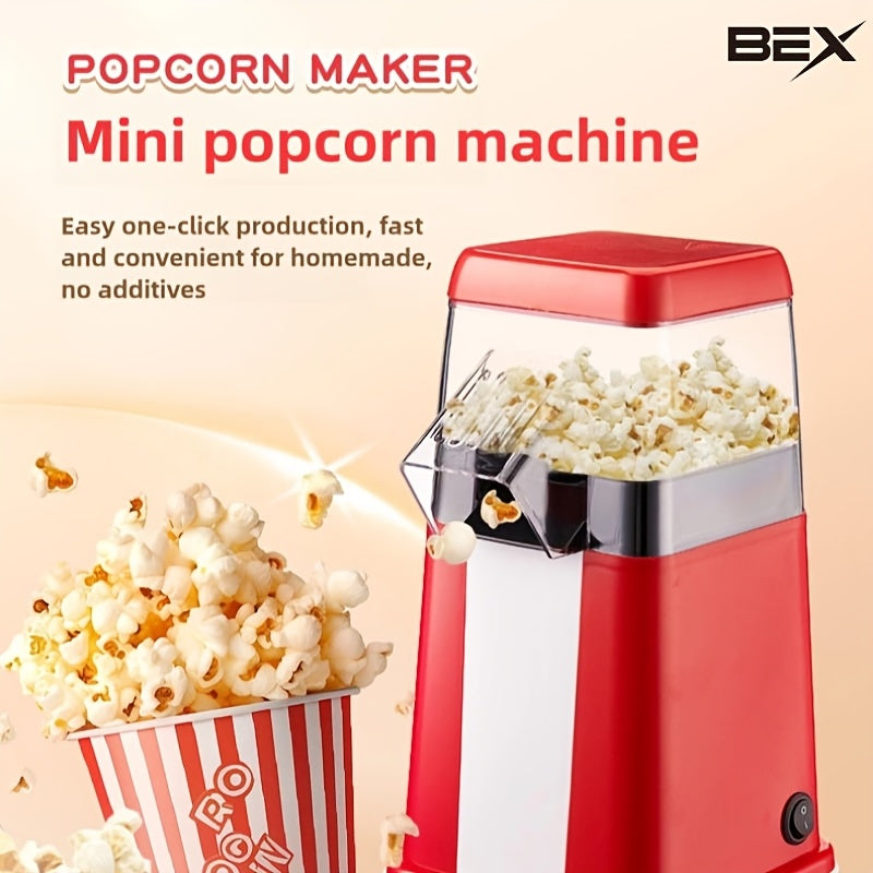 BEX Mini Popcorn Maker qizil rangda, zanglamaydigan po'latdan yasalgan konstruktsiyaga ega. Avtomatik va oson ishlatiladi, moy yoki shakar talab qilinmaydi. Uy, yig'ilishlar va partiyalar uchun mukammal. Katta sig'imli, tez va