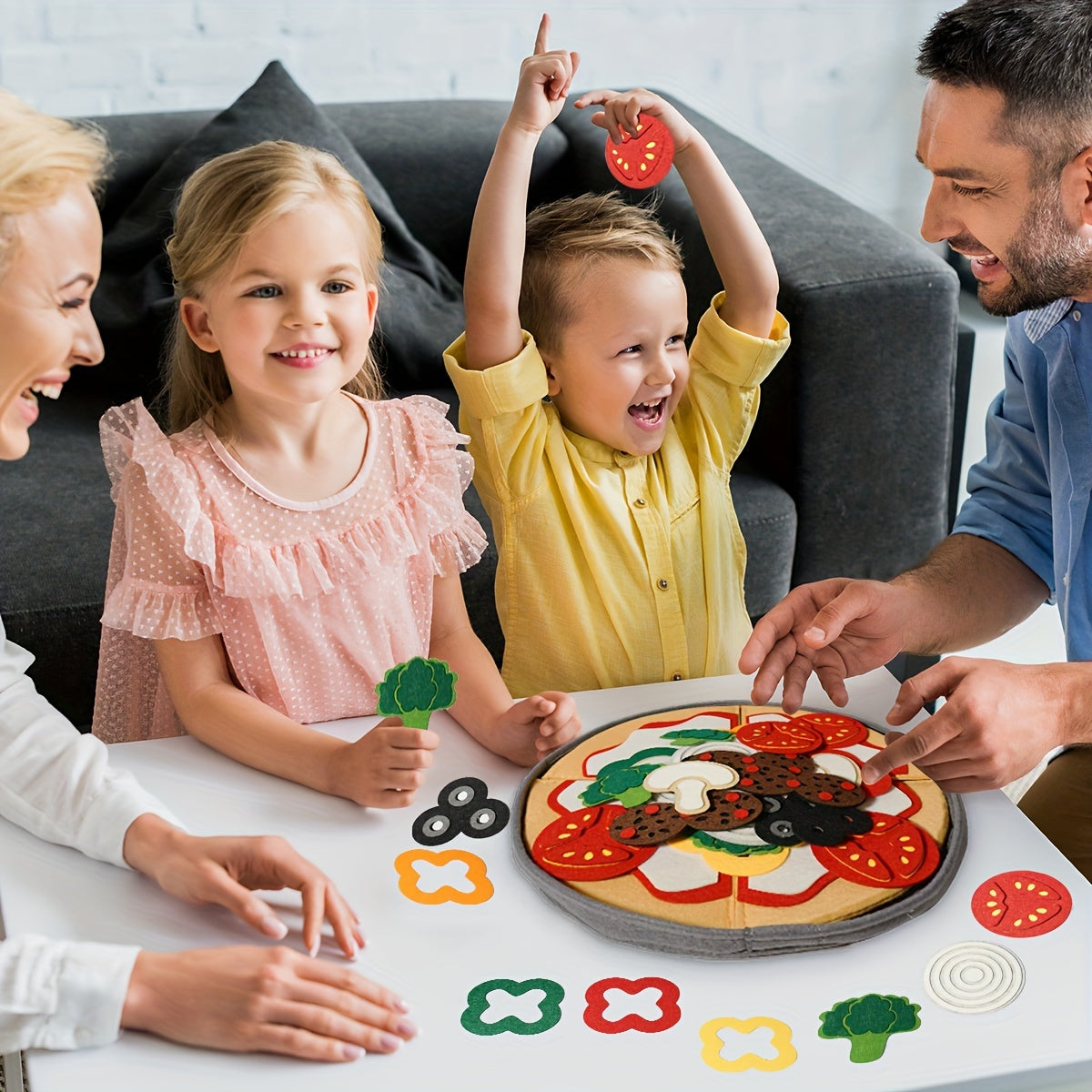 Kids' Toy Food Set 41-Piece Velvet Pizza Play Food for Children Kitchen Roleplay