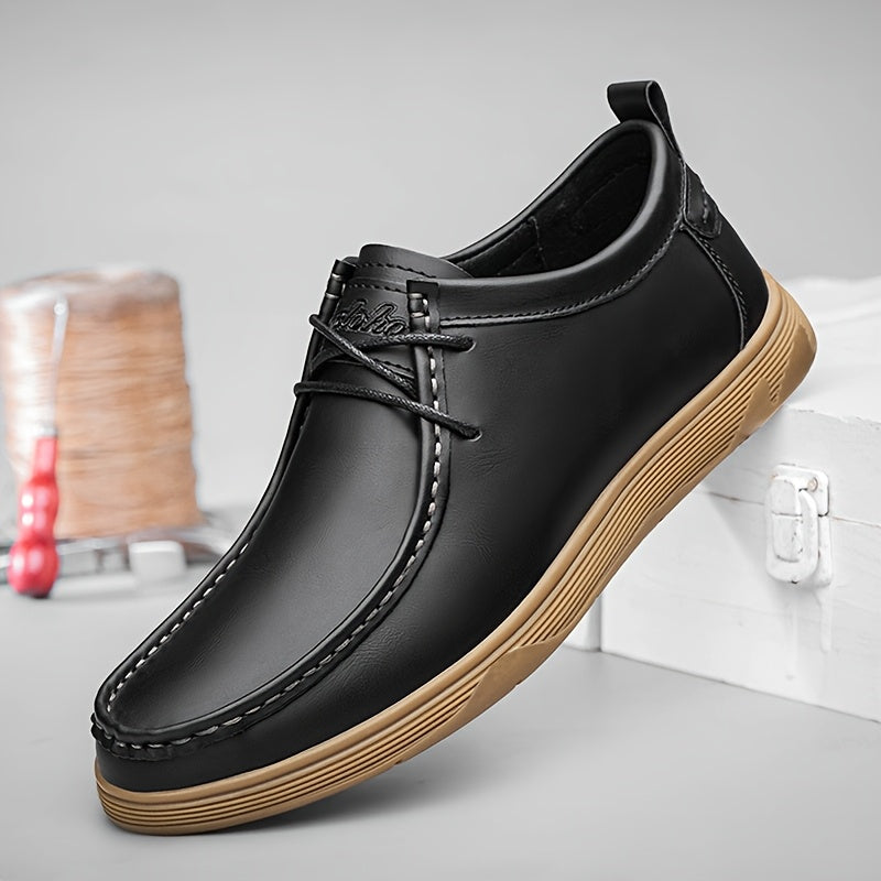 Zapatillas casuales para hombre marrón y negro, de caña baja, suela de goma, PU, cómodas para todas las estaciones
