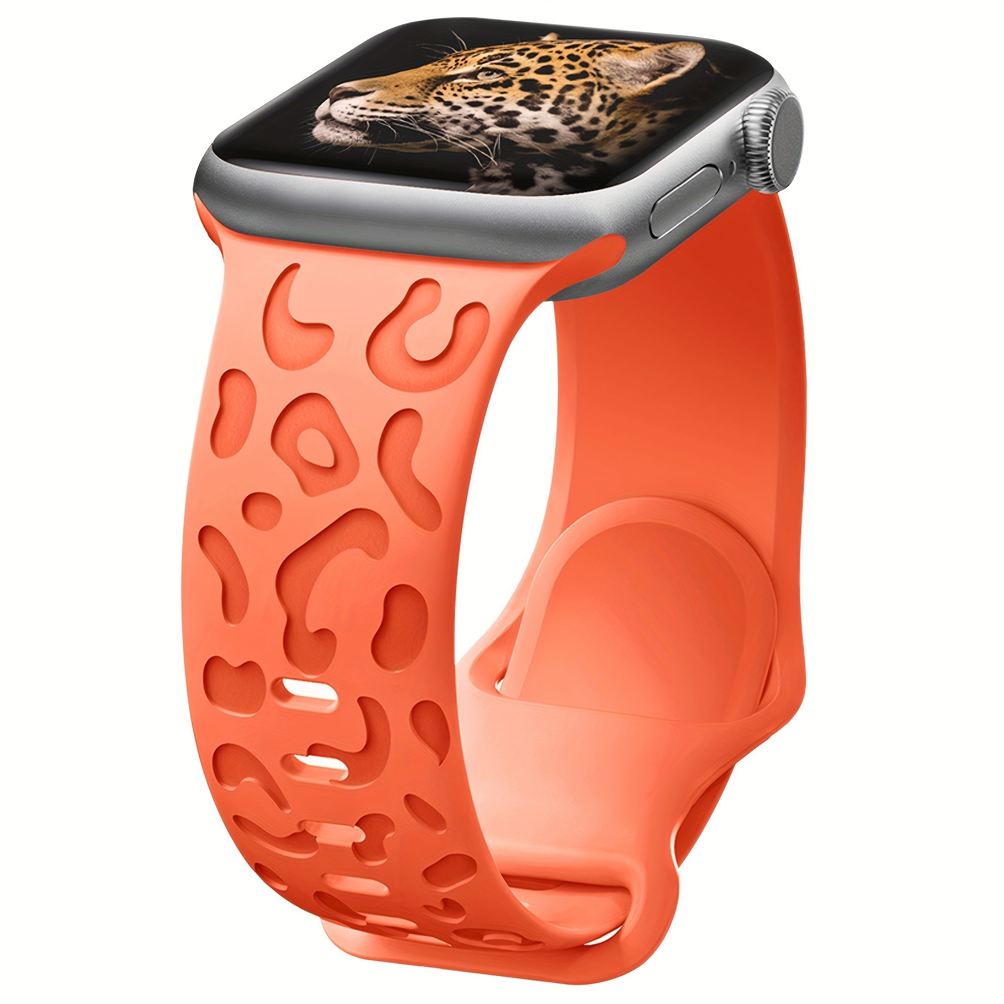 Waterproof Silicone Watch Band for IWatch Series 8 7 6 5 4 3 2 SE Leopard Engraved